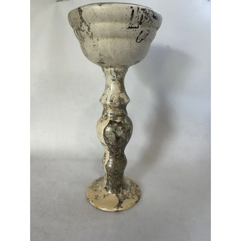 Vintage Marble Painted Candle Holder Candlestick